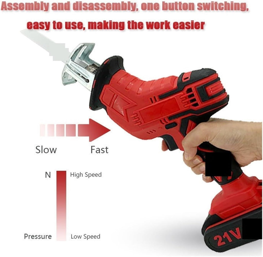 Reciprocating Saw, Cordless Electric Reciprocating Saw Wood Metal Pipe Cutting Saw Electric Cutting Saw Tool
