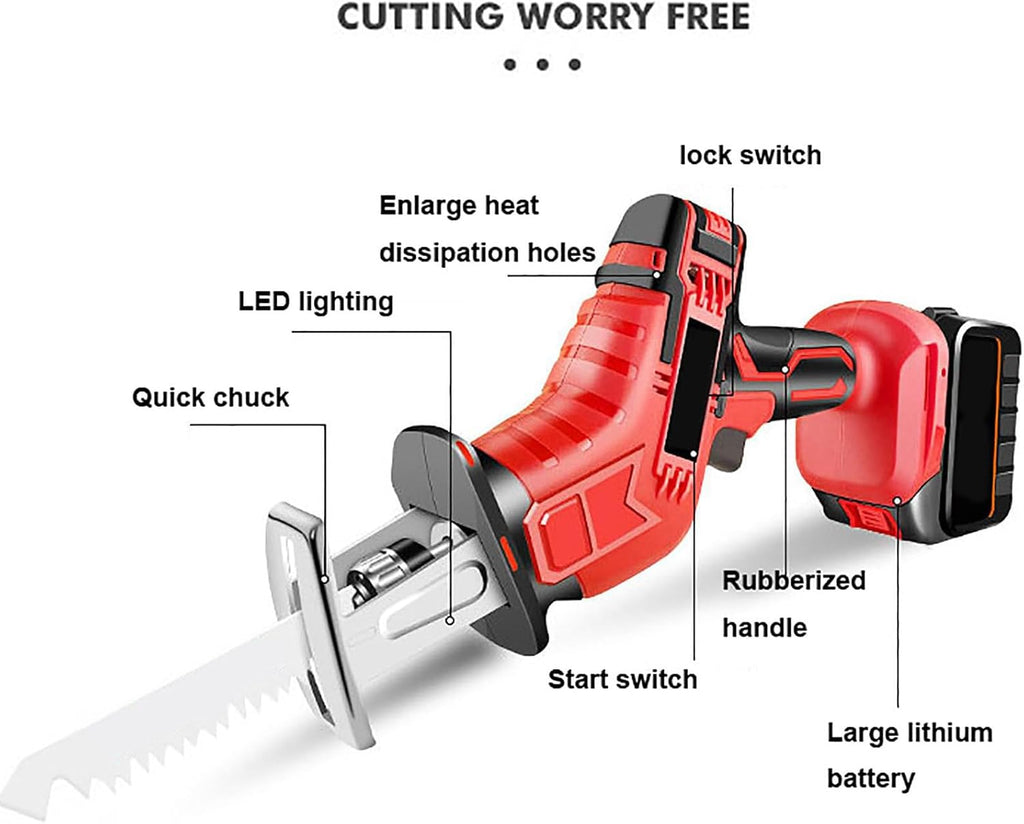 Bone Saw Cordless, Electric Bone Saw Butchers Saw, Meat Bone Saw for Commercial and Home, Professional Reciprocating Saw with Saw Blade for Cutting Metal,B