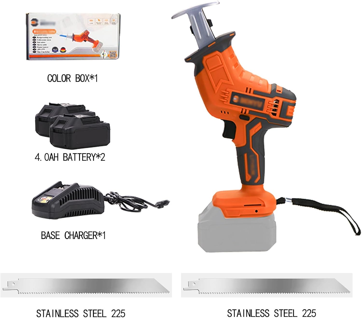 Bone Saw Machine, Cordless Reciprocating Saw, Butcher Cutting Machine with Rechargeable Battery, Electric Hand Saw Meat Cutter, for Bone/Meat,4.0Ah*2-Ostrze*2