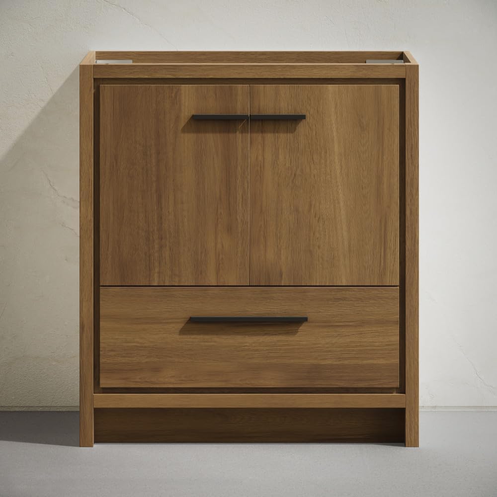 Swiss Madison Virage 30' Freestanding Bathroom Vanity in Brown Oak Without Sink Top