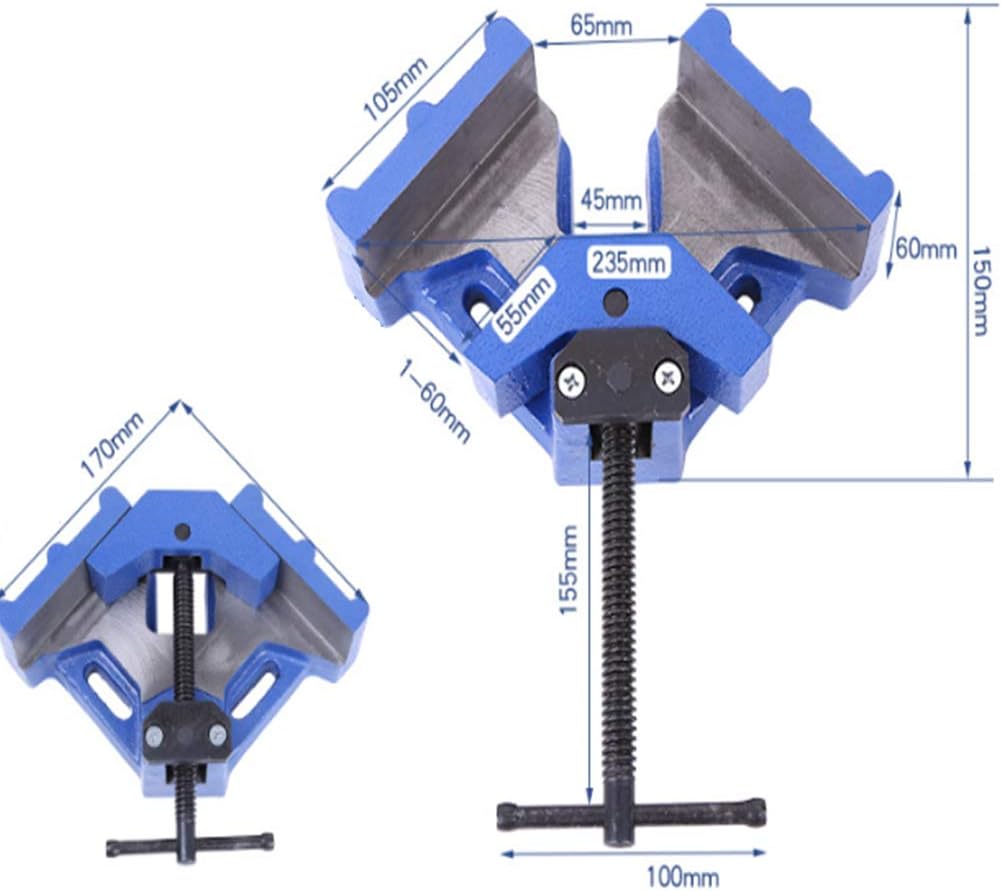 Right Angle Clamp Single Handle 90 Degree Corner Clamp Adjustable Vise Aluminum Alloy Right Angle Clip Clamp Tool Woodworking Photo Frame Vise Holder - Blue