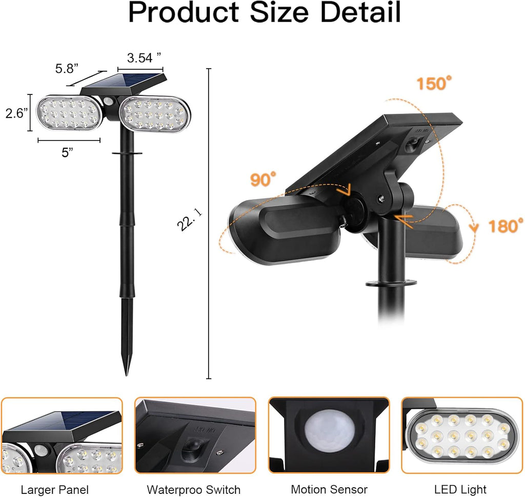 EMANER (Bundle 10Pack) Solar Spot Light with Motion Sensor, Solar Yard Light Dusk to Dawn Outdoor Waterproof