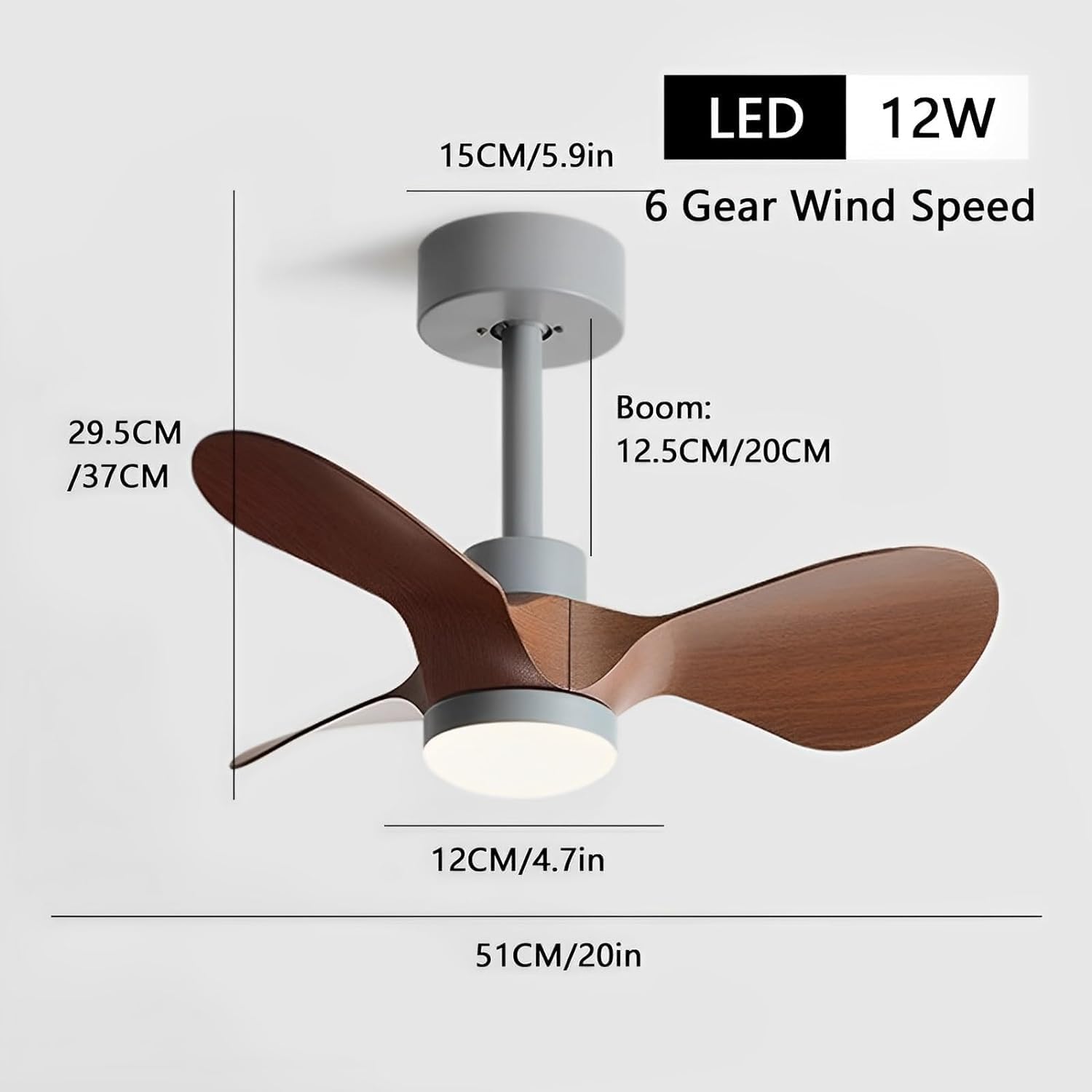 LED Fandelier Ceiling Fan with Light for Kids Room Small Kitchen Ceiling Fan Light with Remote Control Dimmable Large Ceiling Light Fan Chandelier for Living Room Children Bedroom Dining Room