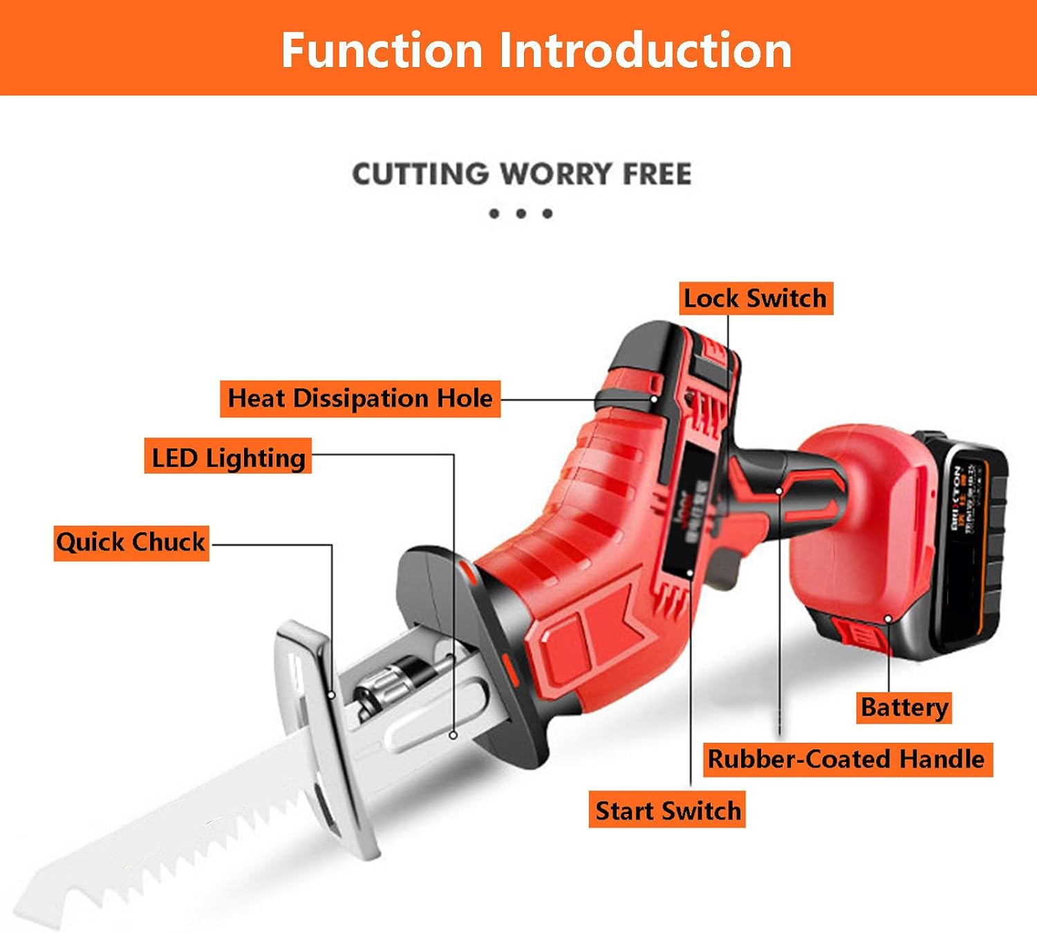 21V Reciprocating Saw, Electric Bone Cutter with 2 Batteries, Portable Butcher Saw and Electric Saws with Heat Dissipation Hole (with 12 Gloves),3AH