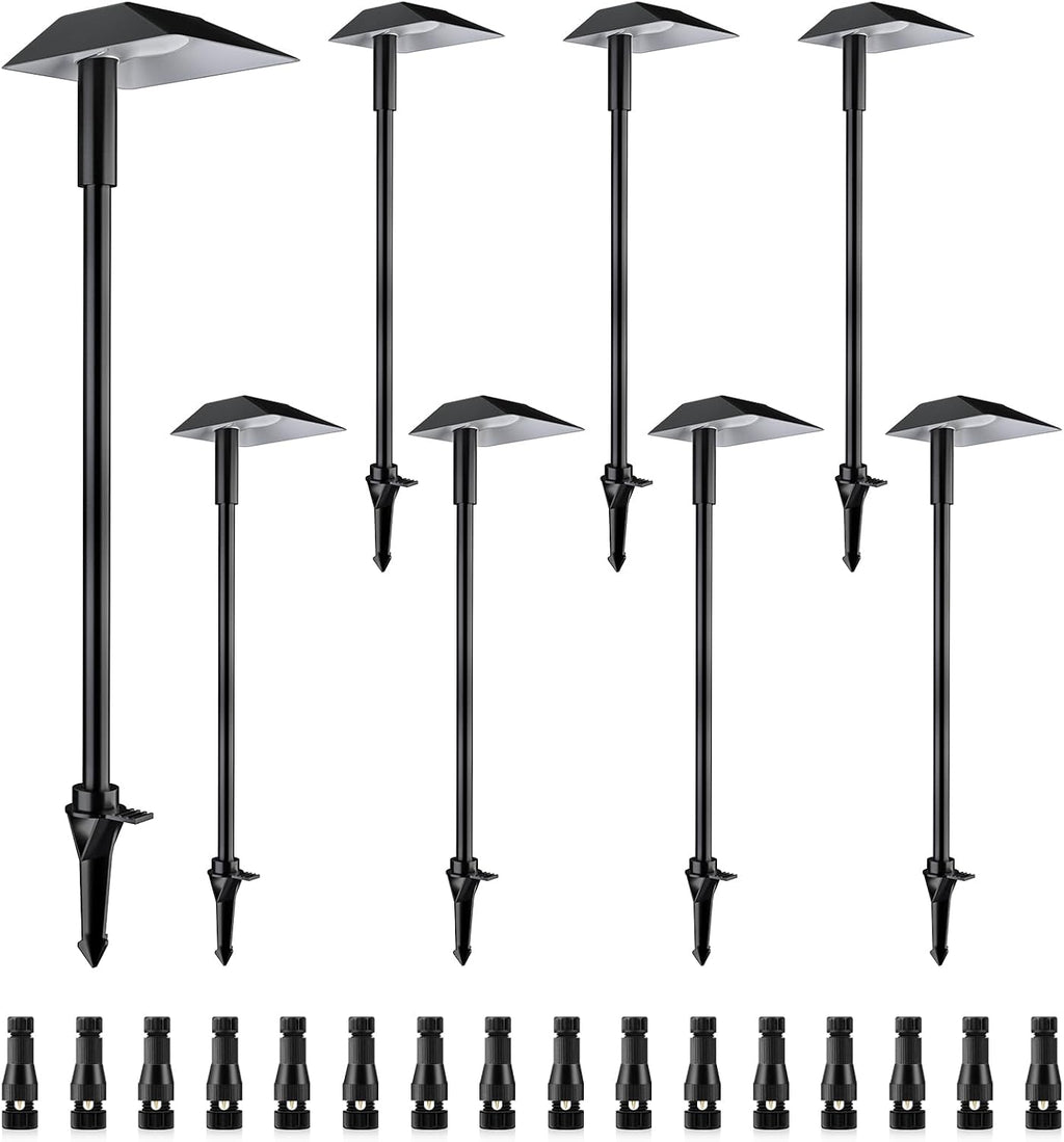 5W Low Voltage Landscape Pathway Lights with Connectors,12-24V Outdoor Path Lights, 3000K Wired Landscape Lights for Yard Garden Walkway, IP66 Waterproof（8Pack）