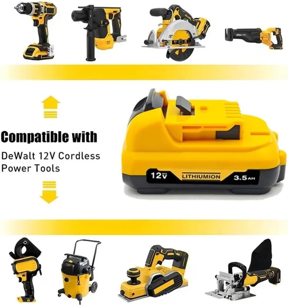 12V Replacement Lithium-Ion Battery Compatible With Dewalt DCD710 DCB123 DCB125 DCB124 DCB122 Cordless Powe Electric Saw Reciprocating Saw Tool Packs(2pcs 5.0Ah)
