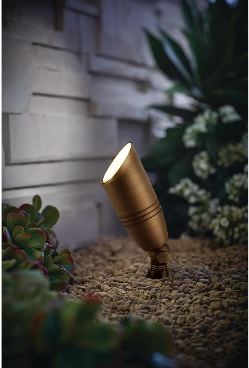 H&A Solid Brass Landscape Spotlight Outdoor Led Landscape Lights 12V Low Voltage with Ground Spike for Outdoor (6 Packs)