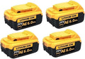 20V Replacement Lithium-Ion Battery Compatible With Dewalt DCB200 DCB206 DCB207 DCB204 Cordless Power Reciprocating Saw Drill Nail Gun Tool Packs(6Ah 4pcs)