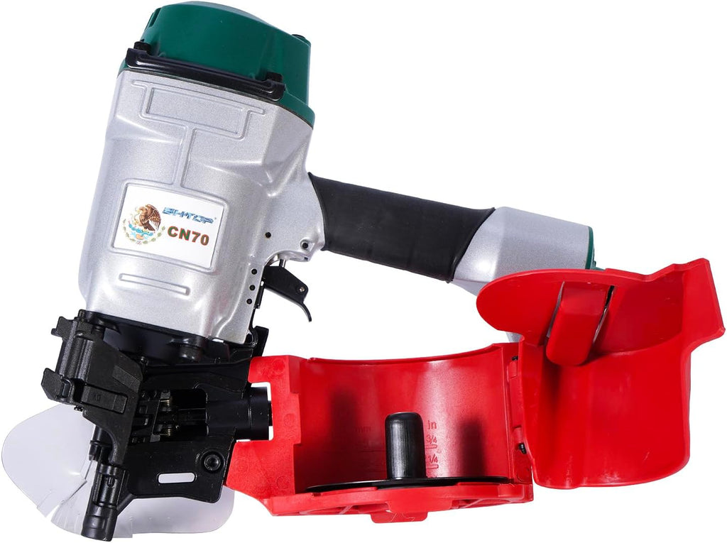 Mexican Style CN70 Coil Siding Nail Gun, 15 Degree Pneumatic Siding Nailer, 1-3/4' to 2-3/4' Coil Siding Nailer for Siding Sheathing Wooding Fencing Decking