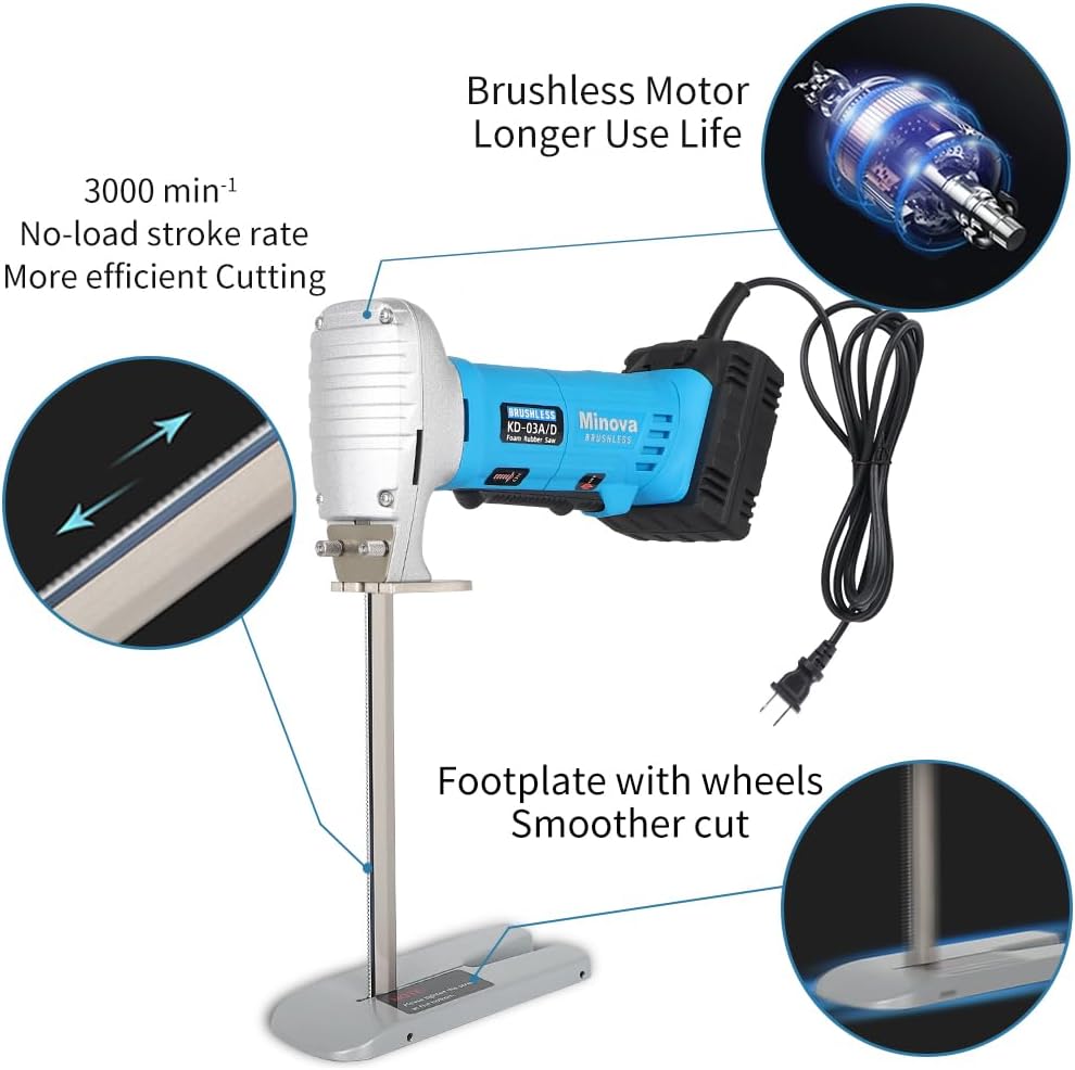 Brushless Foam Rubber Cutter 8' Kit, Cutting of All Densities of Rubber, upholstery foam cushion & Flexible Plastic Foam, Heavy-Duty Cutting Tool, Designed for Fast (Corded)