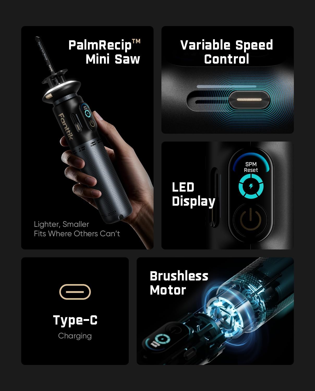 Fanttik F2 PRO Cordless Rotary Tool Kit Strong Magnetic Motor & Fanttik R11 Pro Brushless Cordless Mini Reciprocating Saw