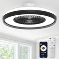 Bladeless Ceiling Fan with Light, 24'' Flush Mount Low Profile Ceiling Fans with Remote & APP Control, 2700-6500K CCT Adjustable, 6 Speeds Dimmable Fan Light for Kids Room, Bedroom, Small Dining Areas