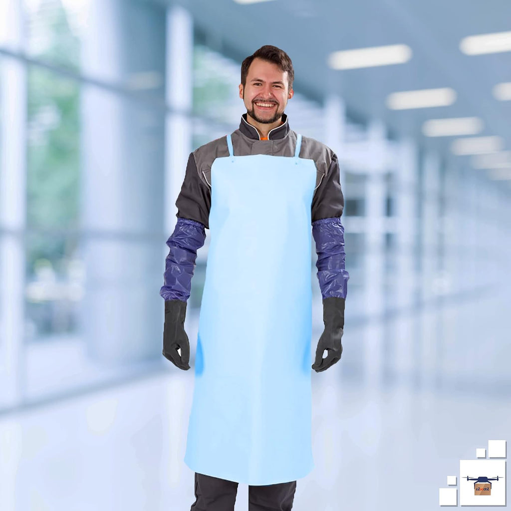 EZGOODZ Disposable Vinyl Aprons, Die Cut PVC Apron for Men and Women, Waterproof Aprons with Neck and Waist Ties, Pack of 72