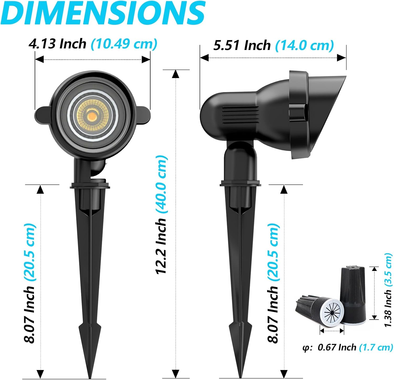 LED Landscape spotlights Yard: 10W MR16 Low Voltage Landscape Lights 12-24V 3000K Warm White - Outdoor Garden Driveway wall Lighting for Contractors - 12 Pack