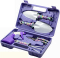 Garden Tools Set, 5 Pieces Gardening Tools, Garden Hand Tools with Carrying Case & Purple Floral Print Ergonomic Handle (Color : Blue)