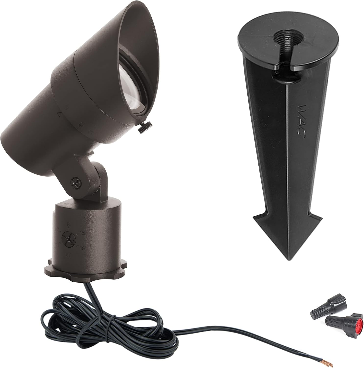WAC Landscape Lighting, LED 12V Medium Size Accent Light with Adjustable Beam Angle and Integral Brightness Control 50-1300 Lumens 3000K Warm White Built-in LED in Bronze