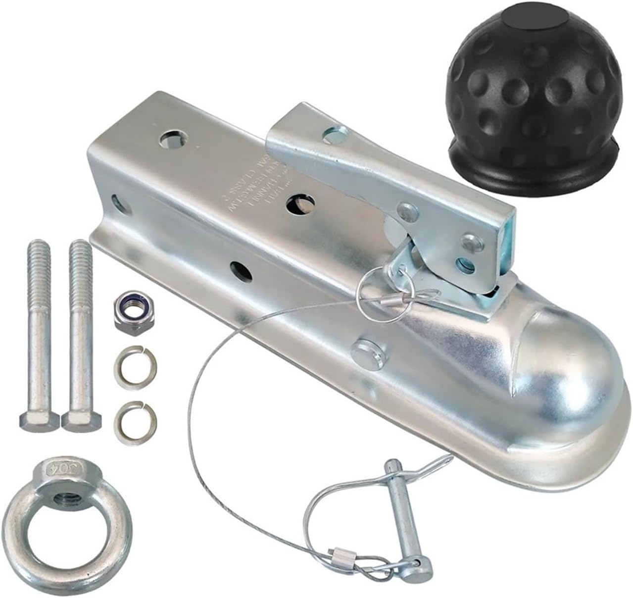 2'x 2'Straight Tongue Trailer Coupler for 2in Channel,2in Hitch Ball,3500 Lbs,Electroplated,RV Parts,Camper Caravan Accessories(Opition(1))