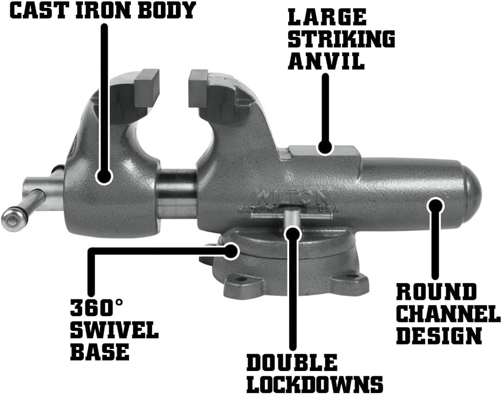 Wilton Machinist Bench Vise, 6' Jaw Width, 10' Jaw Opening, 5-1/2' Throat (Model 600S)