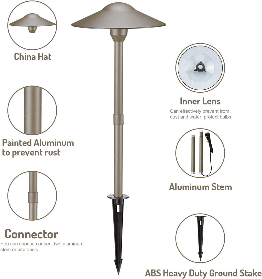 Lumina Lighting® 4W Landscape Lighting 12V Landscape Lights Low Voltage Landscape Path Lights Warm White Waterproof Outdoor Replaceable G4 LED Bulb for Garden Pathway Lawn Yard (Bronze) (8-Pack)