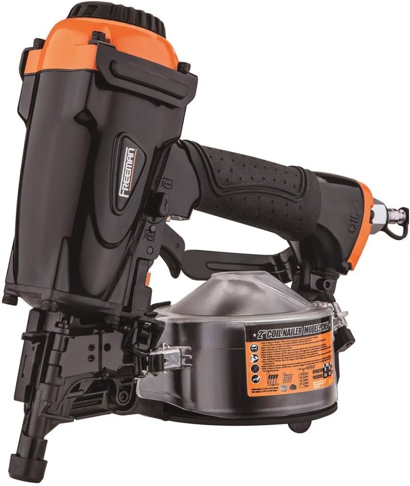 Freeman PCN50 Pneumatic 15 Degree 2' Coil Siding Nailer with Adjustable Metal Belt Hook