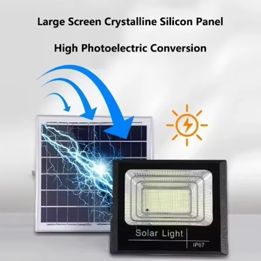 80W Solar Floodlight Outdoor Spotlight IP67 Waterproof with Remote Control, LED Floodlight, Solar Panel Light for Gardens, Streets, Garages, and Courtyards