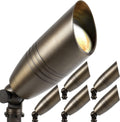 H&A Solid Brass Landscape Spotlight Outdoor Led Landscape Lights 12V Low Voltage with Ground Spike for Outdoor (6 Packs)