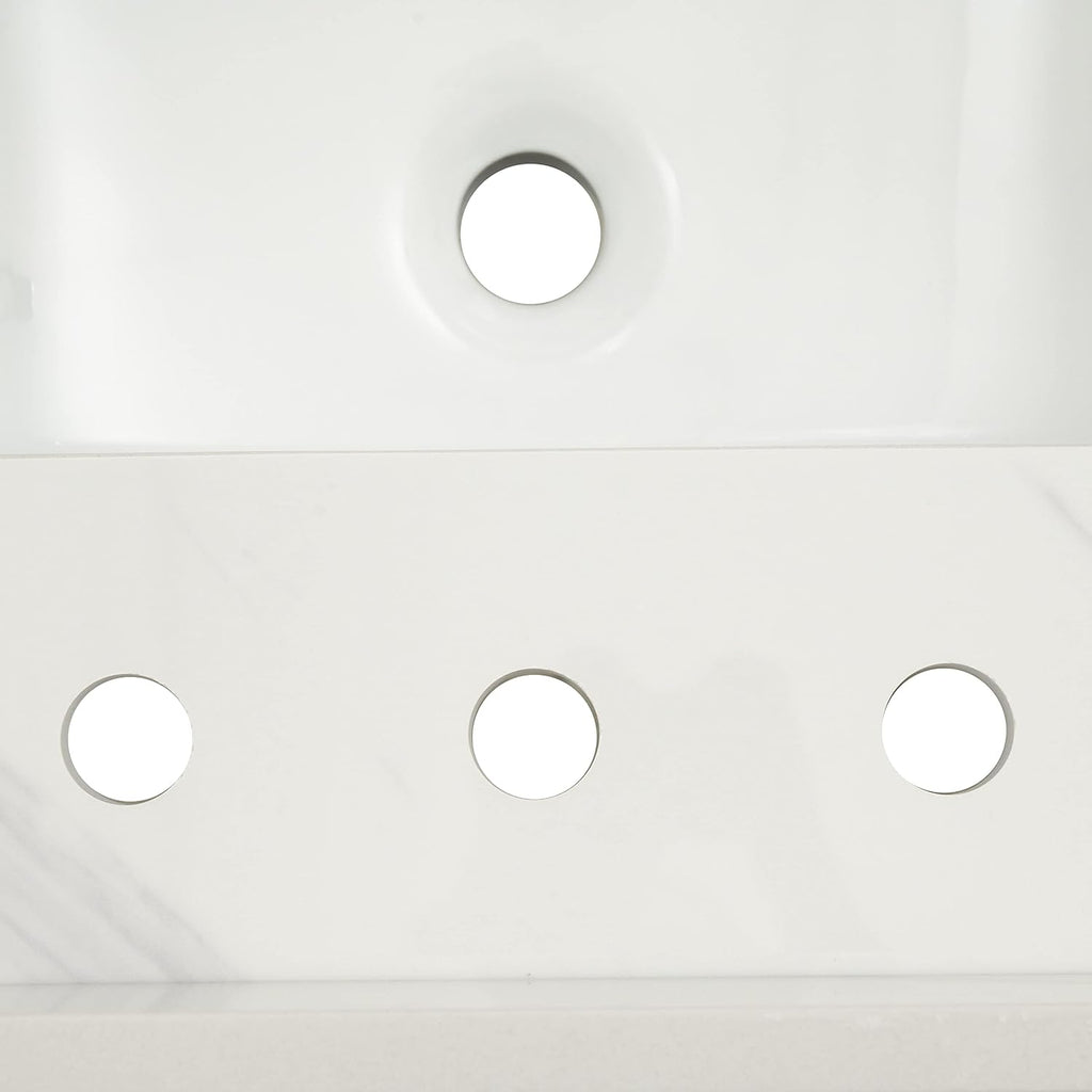 MSI Sparkling Gray Vanity Top with Under Mount Rectangle Ceramic Sinks, Engineered Marble Stone, 4' CC Faucet Holes, 49'X22'