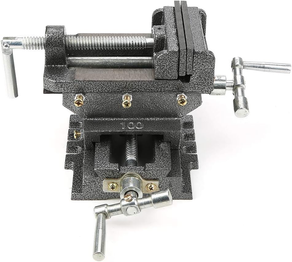 Heavy Duty Cross Slide Drill Press Vise 4 Inches Metal Milling Vice Holder Clamping Tool for Milling Machine Drill Press Machinery Maintenance Steel 90mm Jaw Opening