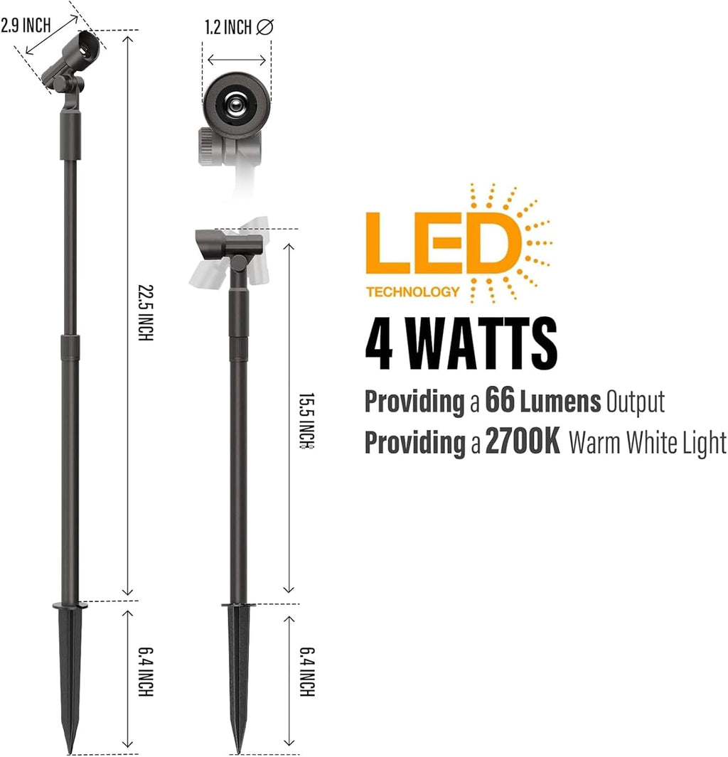 Malibu Low Voltage LED Telescoping Wall Light Outdoor Spotlight Waterproof Lighting for Driveway, Yard, Lawn, Flood, Garden, Outdoor Lighting 8 PK 8406-2606-08