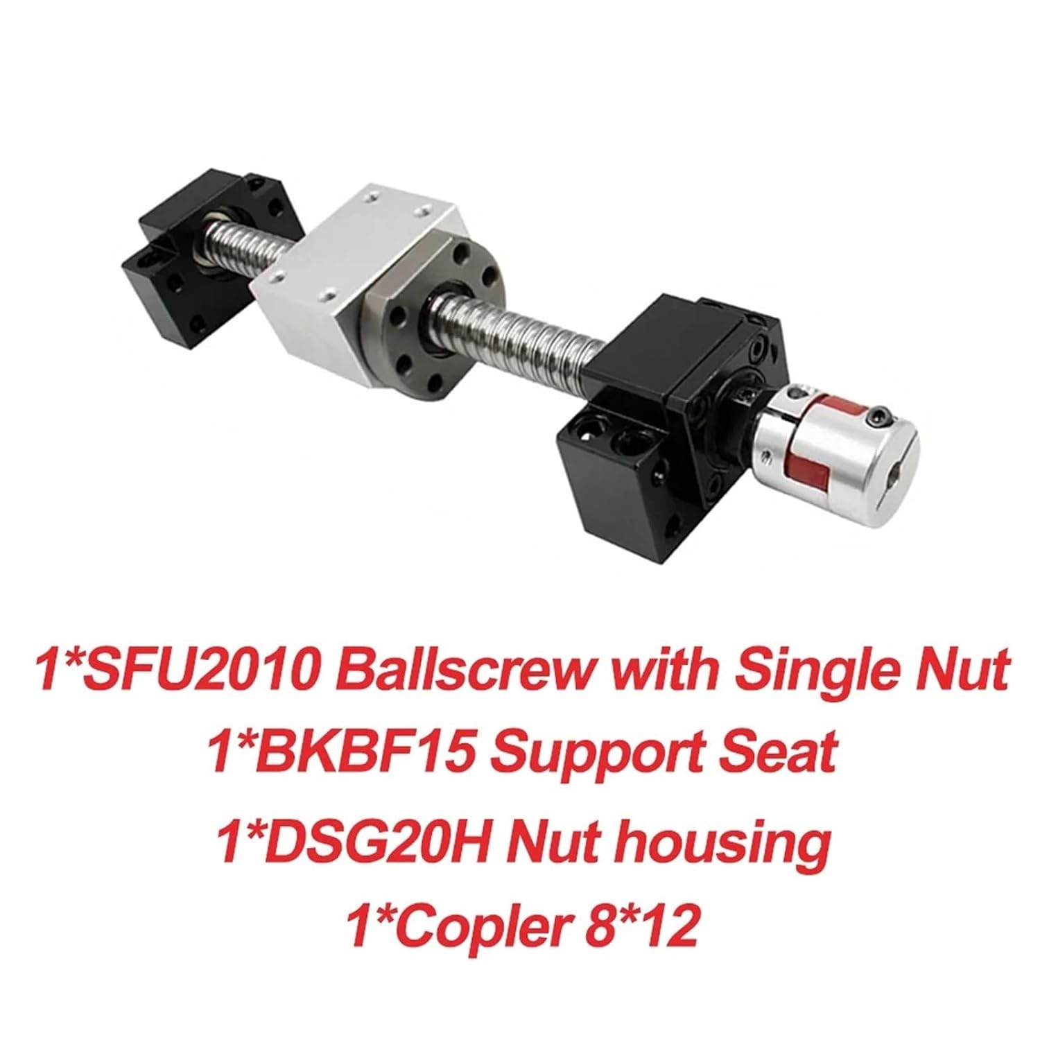 1 Set Dia 20mm Ball Screw SFU2005 / SFU2010 with 5mm / 10mm Pitch Single Ball Nut + Bearings for CNC Router(SFU2010 Set,600mm)