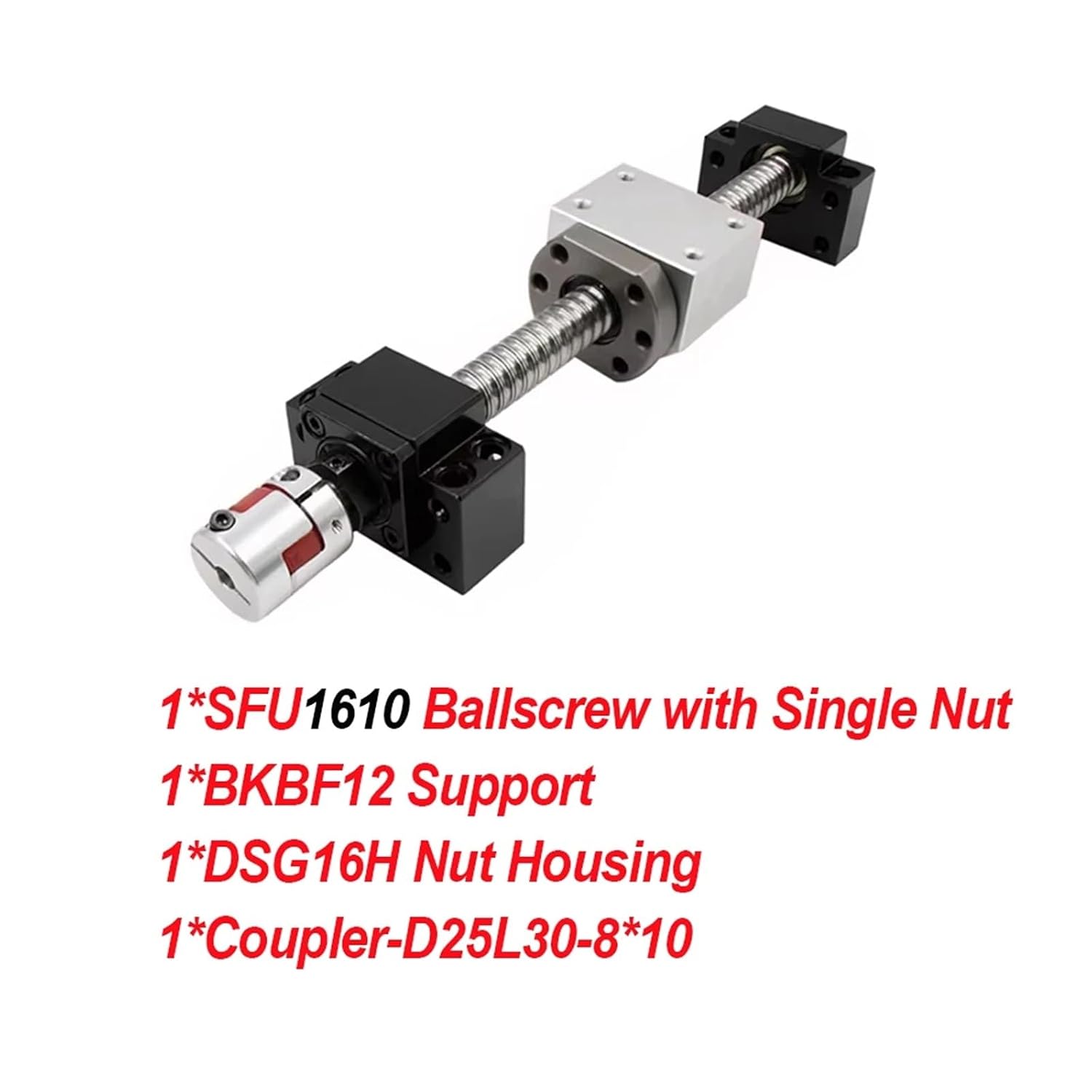 1 Set 16mm Ball Screw SFU1605 / SFU1610 with 5mm / 10mm Pitch Single Ball Nut + Bearings for CNC(SFU1610,700mm)