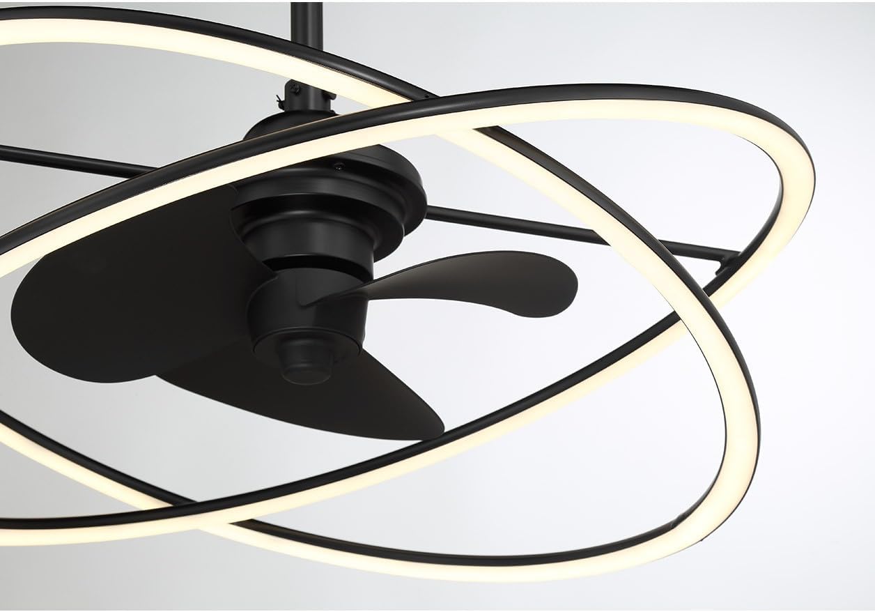 Savoy House 24-FD-745-89 Dorado Fandelier Integrated LED Chandelier Ceiling Fan with Light and Remote, DC Motor, 12' H x 25' W, Matte Black