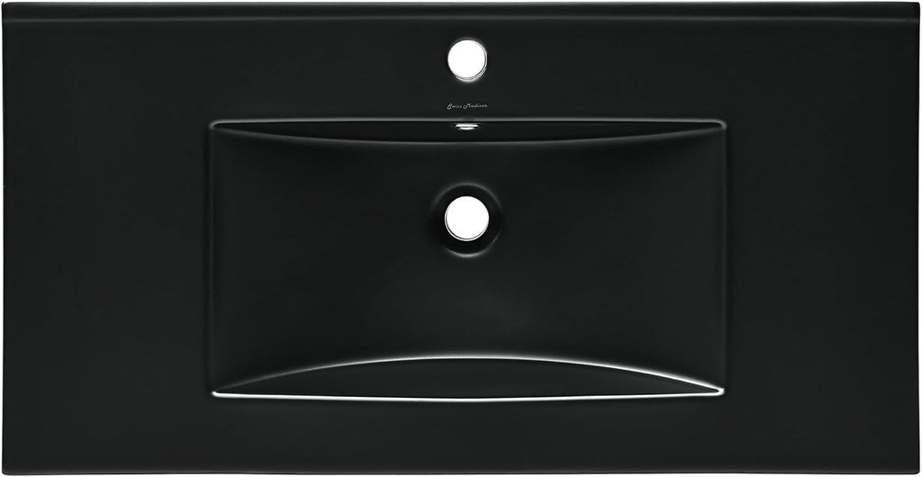 Swiss Madison 36' Vanity Sink Top in Glossy Black