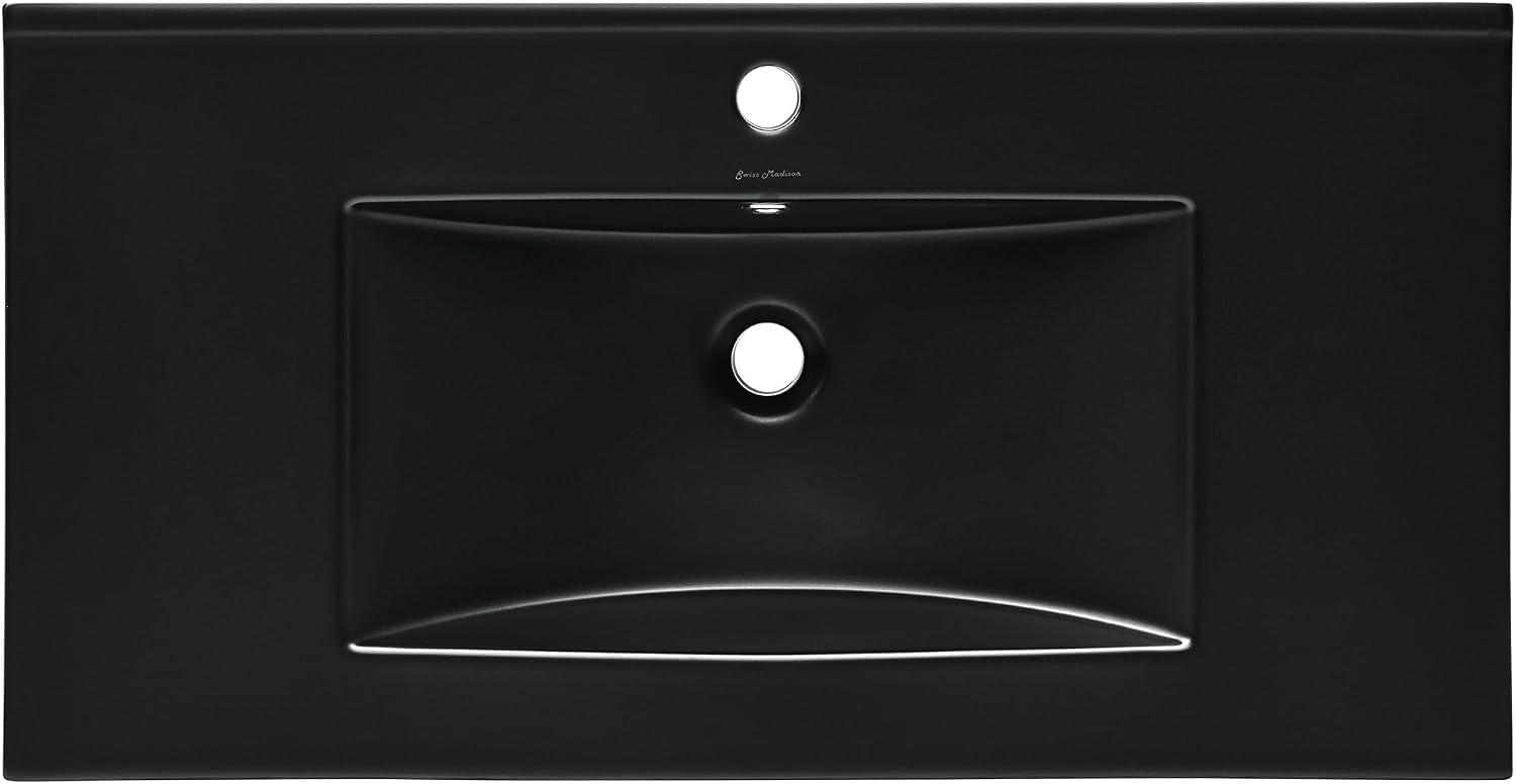 Swiss Madison 36' Vanity Sink Top in Glossy Black