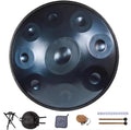 Handpan Drums In D Minor, 440hz 22inches Hand Drum Set With Backpack, Courses, Stand, Cleaning Cloth, And Two Mallets Percussion Instruments Tunable(Blue,9)