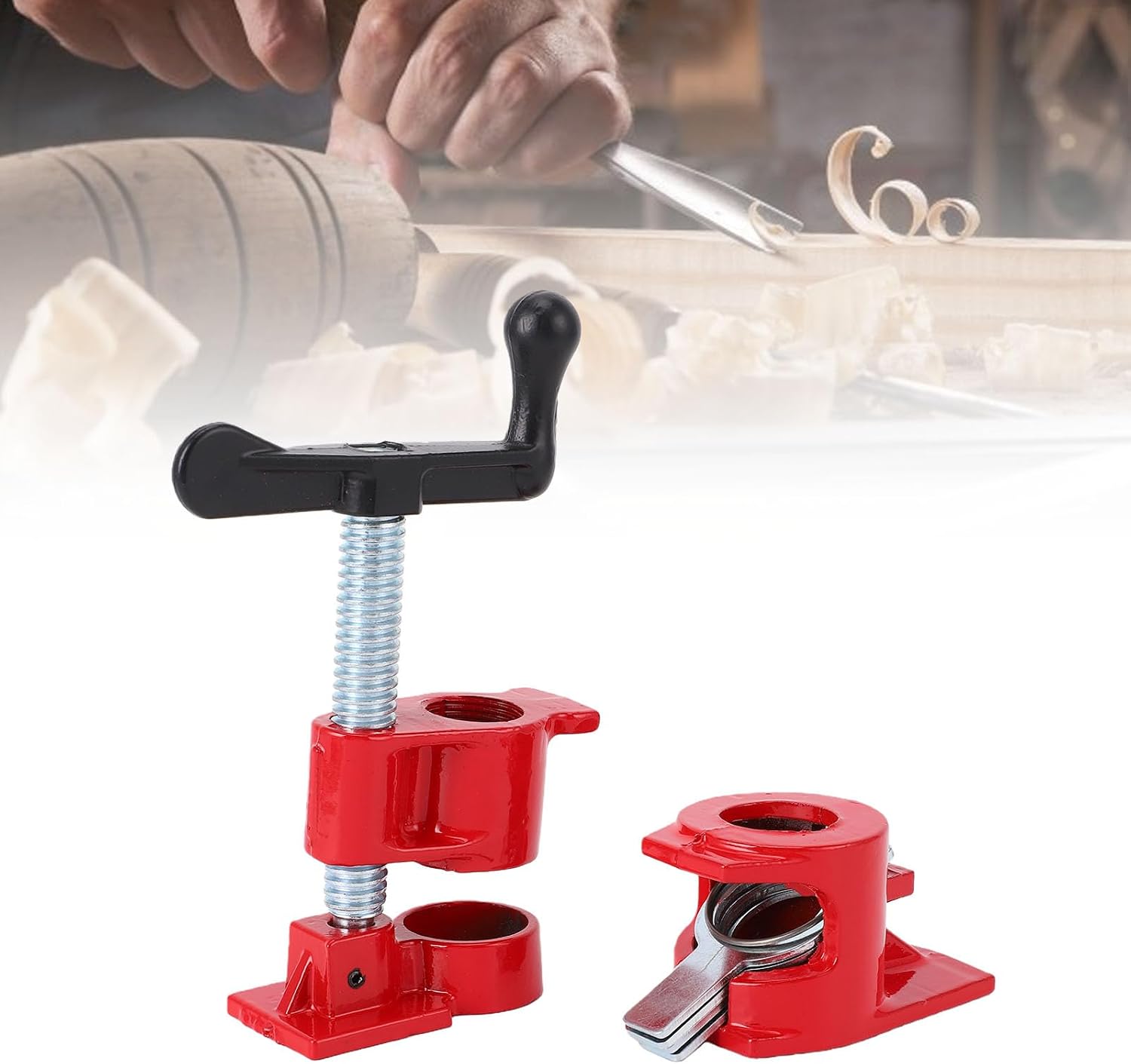 4Sets 3/4 Inch Woodworking Clamp Set, Cast Iron Wide Base Vise for Wood Metal Workbench Gluing Drilling Cabinet Making,