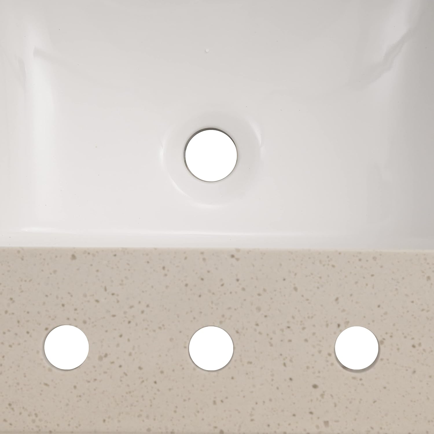 MSI Iced White Vanity Top with Under Mount Rectangle Ceramic Sinks, Engineered Marble Stone, 4' CC Faucet Holes, 49'X22'