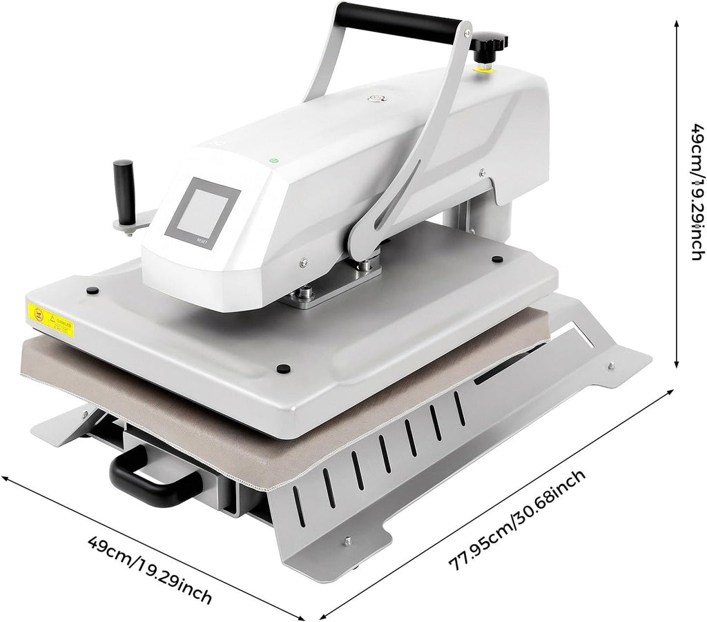 Auto Open Heat Press Machine, 16'x20' Clamshell with Slide-Out Base & 6-Tube Heating - 1600W Digital Sublimation Printer for T-Shirts, Mugs & Crafts