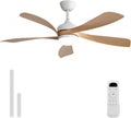 Sofucor 52 Inch Ceiling Fan with Light, Modern Ceiling Fan with Dimmable Memory LED - Quiet DC Motor, 6 Speeds 5000CFM, Timer, Reversible, for Living Room Bedroom, ETL, 5 Plastic+ABS Blades, Log Color