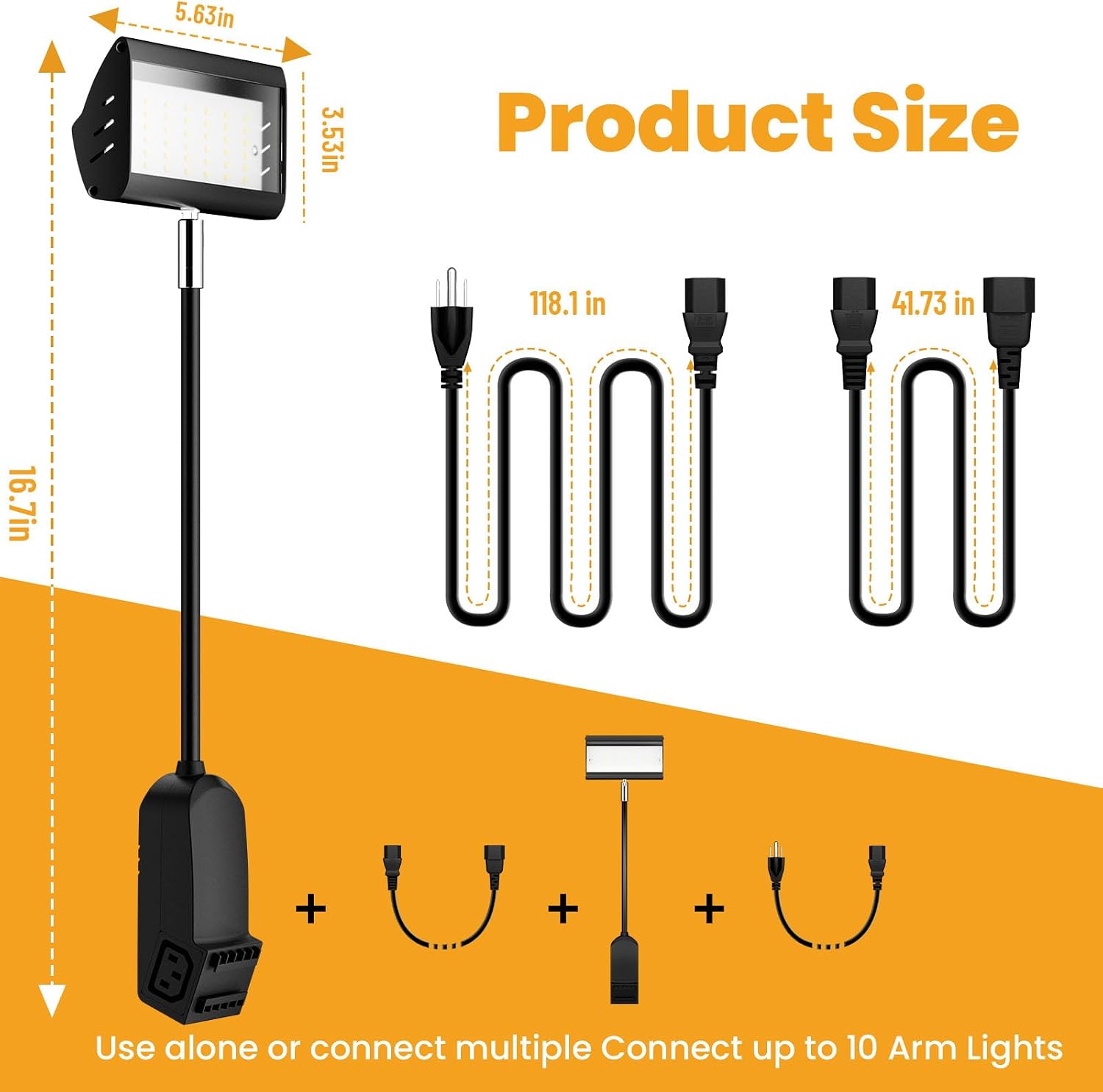 Trade Show Booth Lights, LED Display Lighting For Trade Shows,Portable Exhibit Arm Lighting,Connectable Craft tradeshow Lights Include Clamps,Mounting Brackets,Power Cables,Connect Cables (3pcs Black)