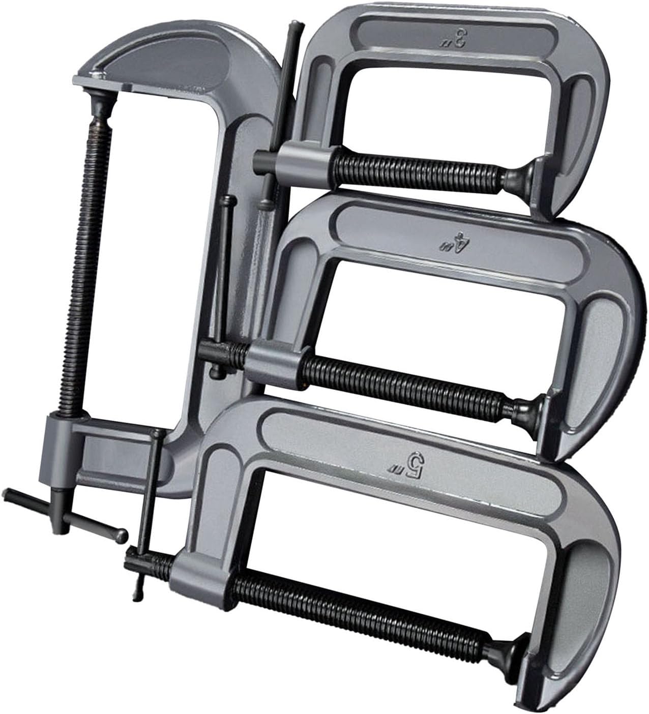 Sorandy 4 Pcs C Clamps Set, 3in 4in 6in 8in Steel Small Steel Heavy Duty Welding Clamps Set with Sliding T Handle and Adjustable Screws for Carpentry Caliper Woodworking Building (Industrial