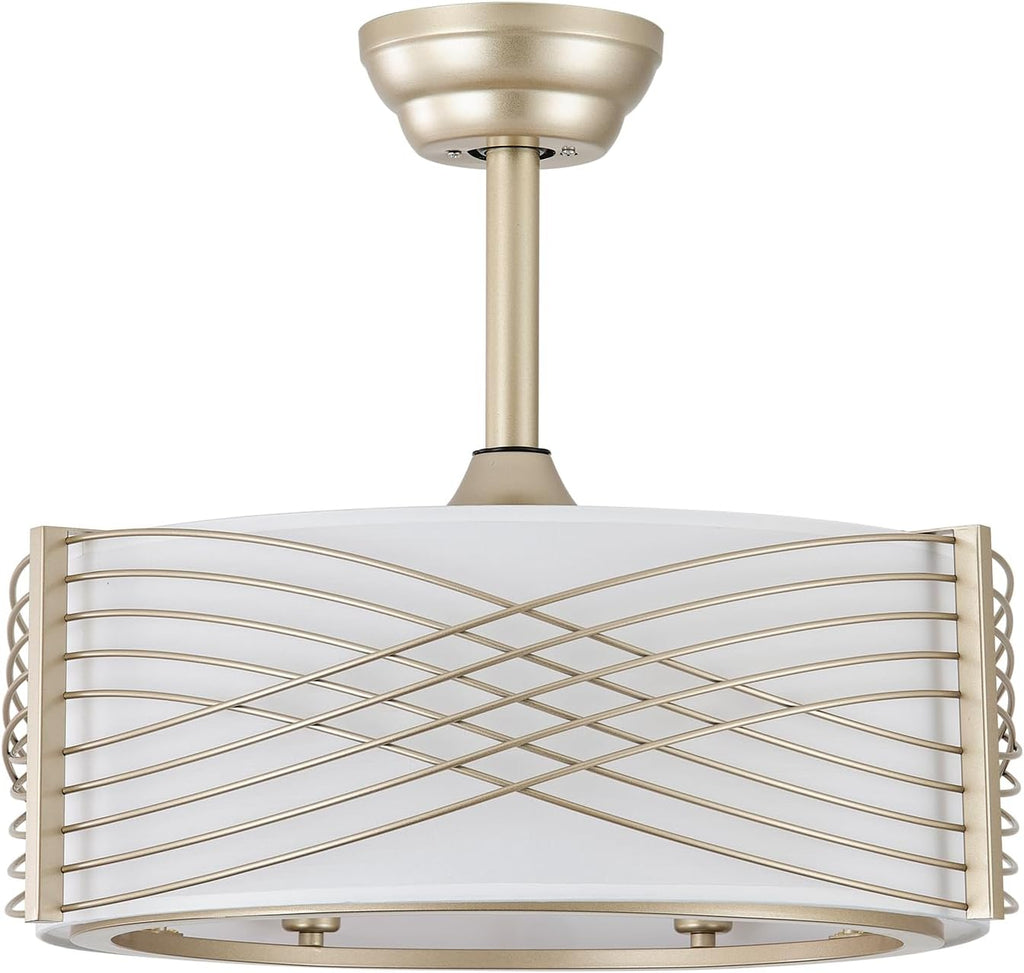 20' Gold Fandelier Ceiling Fan with Light, Caged Ceiling Fan with Light Remote Control, Mid Century Modern with 6 Speeds for Bedroom, Nursery, Living Room