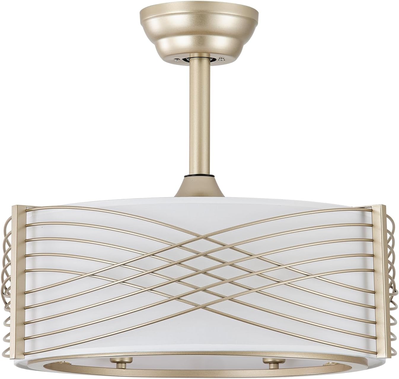 20' Gold Fandelier Ceiling Fan with Light, Caged Ceiling Fan with Light Remote Control, Mid Century Modern with 6 Speeds for Bedroom, Nursery, Living Room