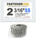 2-3/16' x .093 Ring 304SS Coil Nails 15-DEG Wire 3,600ct
