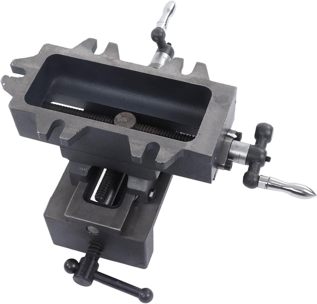 4 Inch Cross Slide Drill Press Vise, Industrial Strength Cast Steel, 100mm Jaw Opening, Accurate Clamping, Stable Mounting for Drilling and Milling Machines