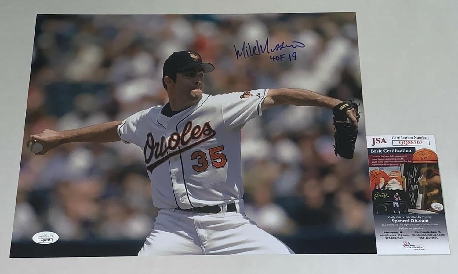 Mike Mussina signed Baltimore Orioles 11x14 photo W/ HOF Inscription JSA - Autographed MLB Photos