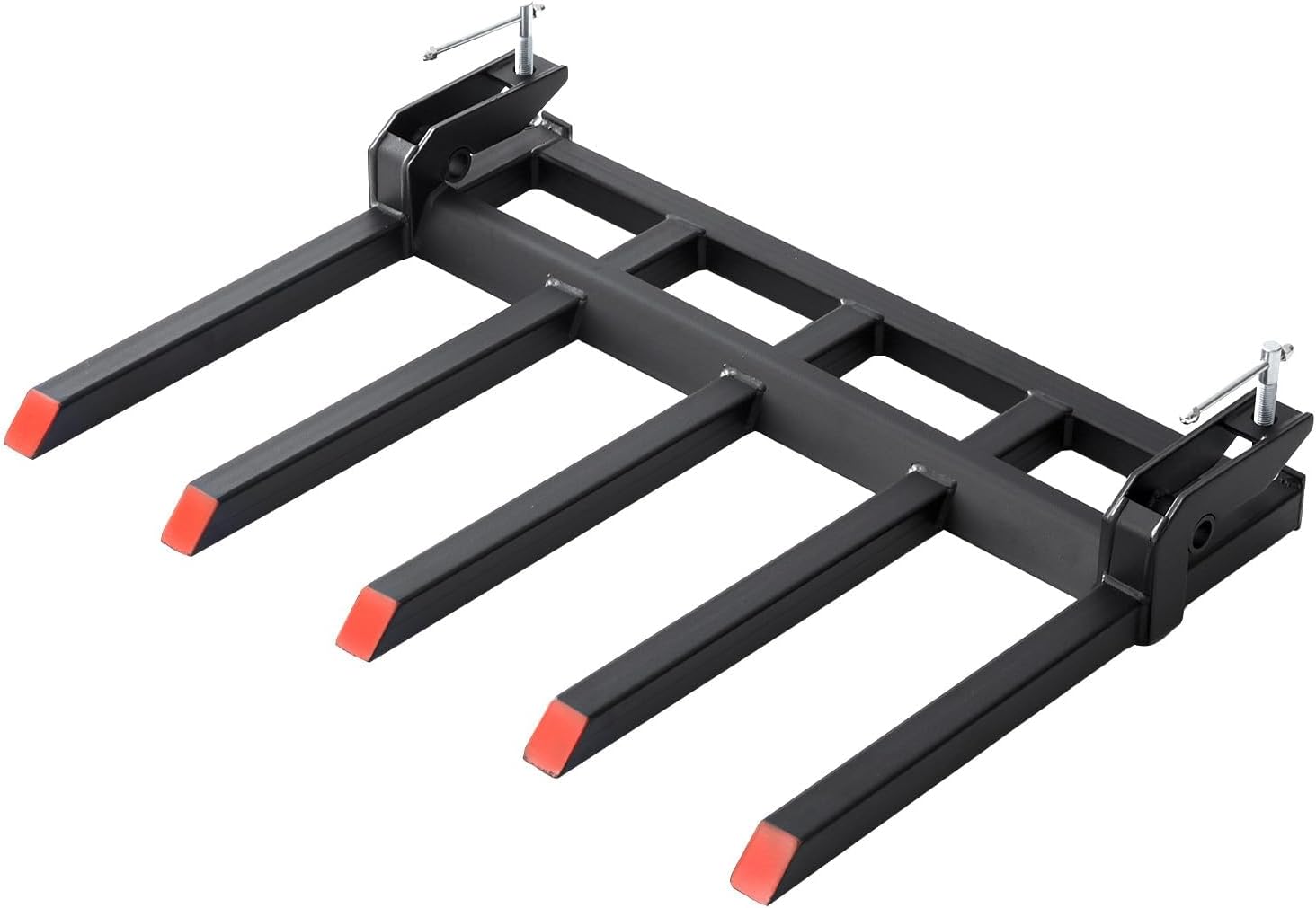 Garvee Clamp on Debris Forks to 48 in Bucket, Heavy Duty 5 Fork Tines Clamp-on Pallet Attachments with 2500 LBS Capacity Fit for Tractor Bucket, Loader, Skid Steer