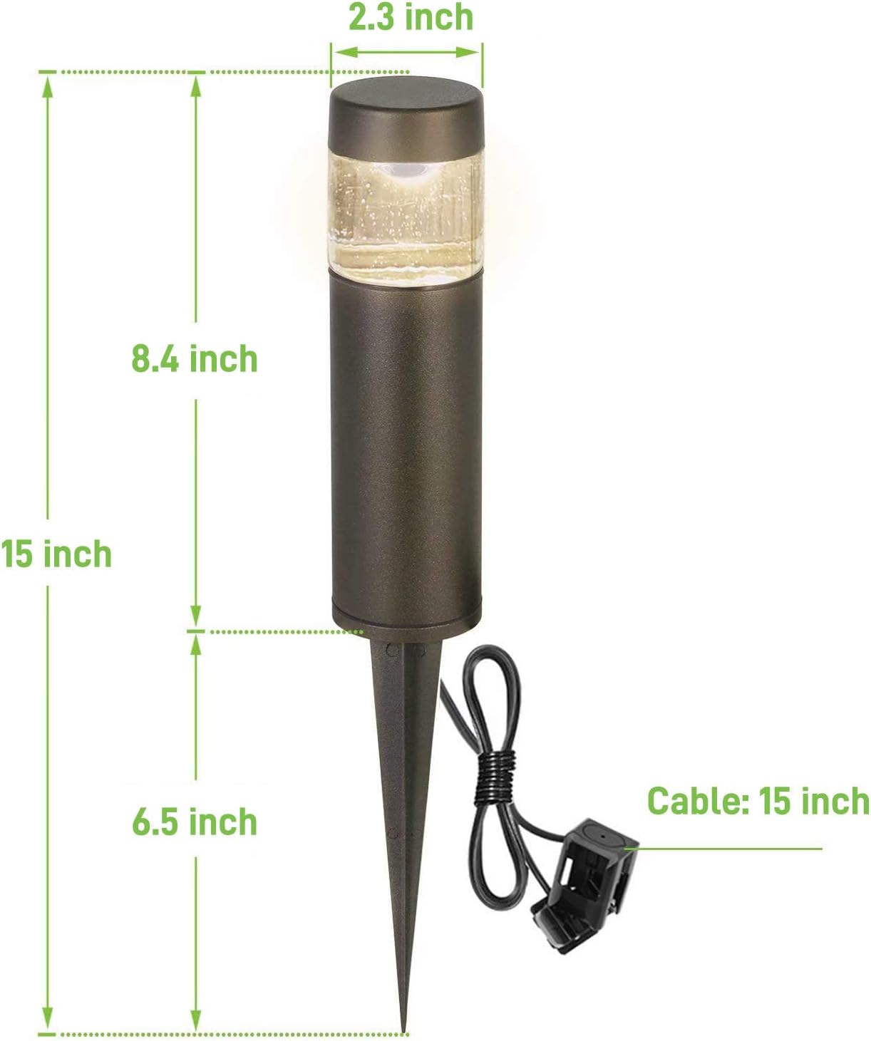 hykolity Low Voltage Landscape Lights, 3W 120LM 12V-15V LED Round Bollard Light, Wired Outdoor Walkway Light Path Lights for Yard Lawn, Aluminum Construction, 30 Watt Equivalent, 6 Pack
