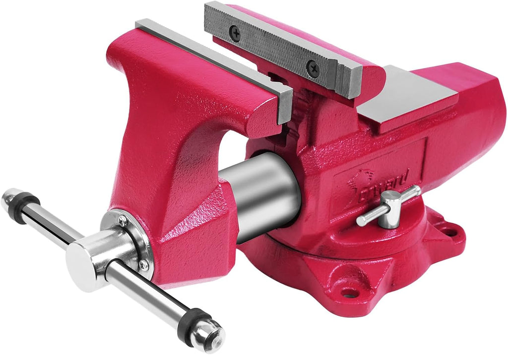 Forward Round Bench Vise 6 Inch, 1760B Economic Industrial Vice PRO with 360° Swivel Base, 6' Jaw Width, 6' Max Jaw Opening, 3-3/4' Throat Depth, 86,000PSI Ductile Iron