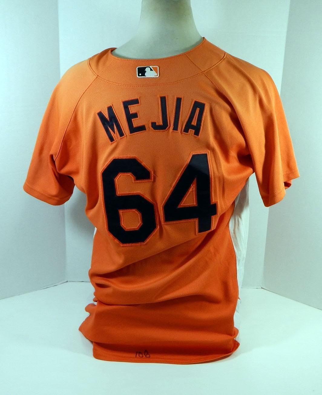 2007-08 Baltimore Orioles Mejia #64 Game Used Orange Jersey BP ST 015 - Game Used MLB Jerseys